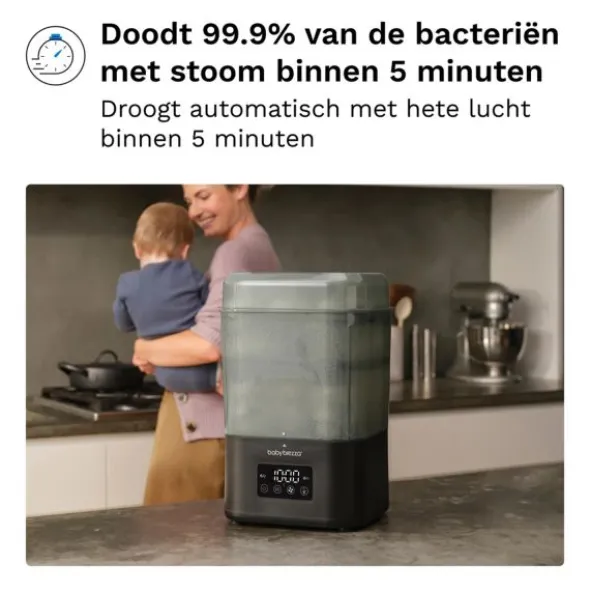 Baby Brezza Sterilisator en Flesdroger - SuperQuick - Mat Zwart