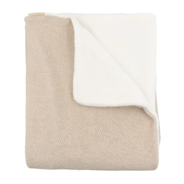 Bamboom Geborstelde Wiegdeken met pluche – Melange Sand