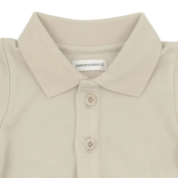 Bamboom Long Sleeve Polo Romper - 6 Mnd - Sand