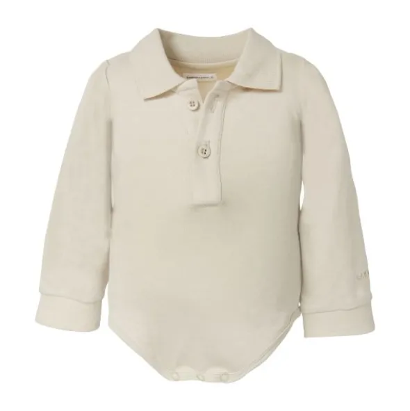 Bamboom Long Sleeve Polo Romper - 6 Mnd - Sand