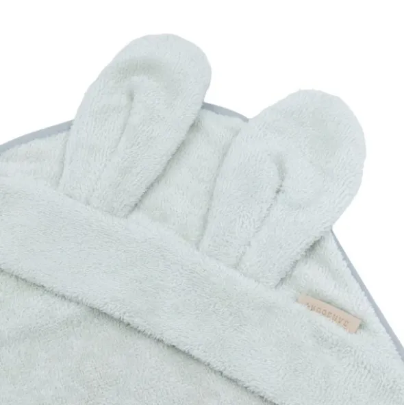 Bamboom New Born Badcape Met Oren + Washand - Sky Grey