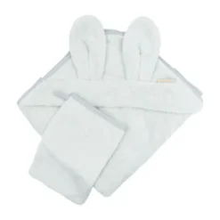 Bamboom New Born Badcape Met Oren + Washand - Sky Grey