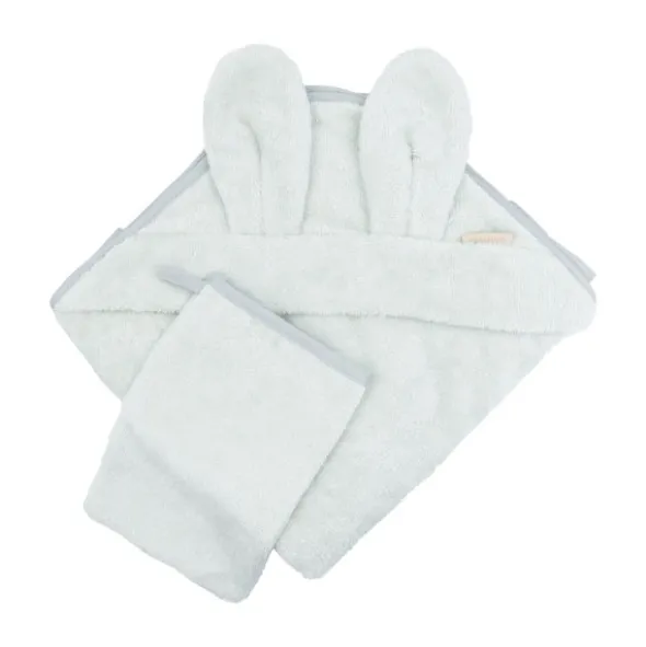 Bamboom New Born Badcape Met Oren + Washand - Sky Grey