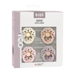 BiBs Boheme Fopspeen - Rond - 4 Stuks - 0-6 Mnd - Ivory/Blush/Blossom/Dusky Lilac