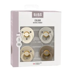 BiBs Colour Fopspeen - Rond - 4 Stuks - 0-6 Mnd - Ivory/Sand/Vanilla/Dark Oak