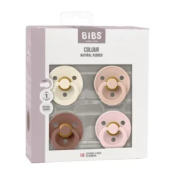 BiBs Colour Fopspeen - Rond - 4 Stuks - 0-6 Mnd - Ivory/Sand/Vanilla/Dark Oak