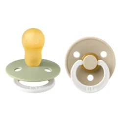 BiBs Glow In The Dark Fopspeen - Rond - 2 Stuks - 0-6 Mnd - Sage/Cloud