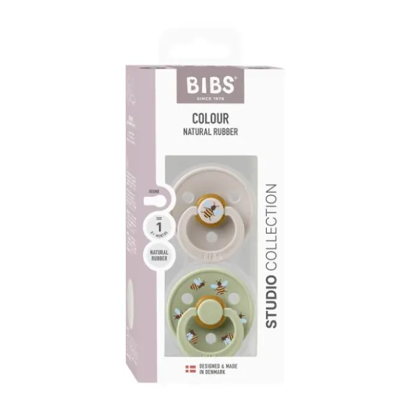 BiBs Studio Colour Fopspeen - Rond - 2 Stuks - 0-6 Mnd - Ladybug Violet Sky Mix