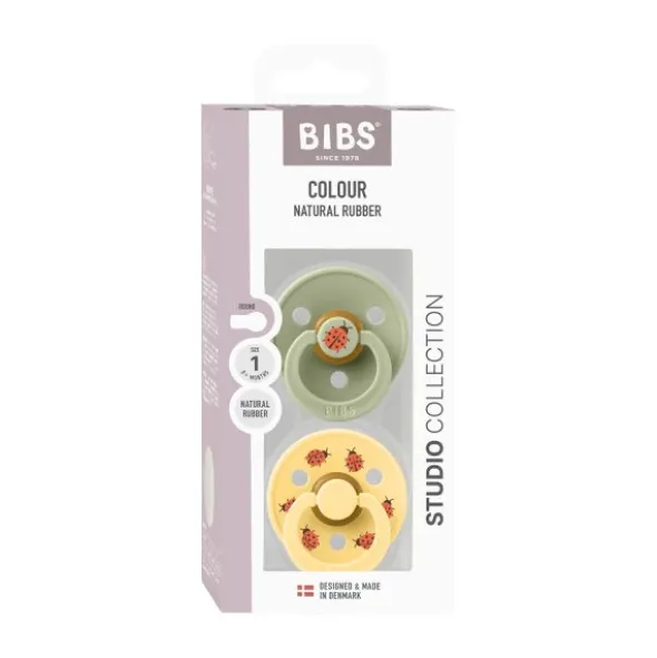 BiBs Studio Colour Fopspeen - Rond - 2 Stuks - 0-6 Mnd - Ladybug Violet Sky Mix