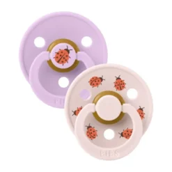 BiBs Studio Colour Fopspeen - Rond - 2 Stuks - 0-6 Mnd - Ladybug Violet Sky Mix