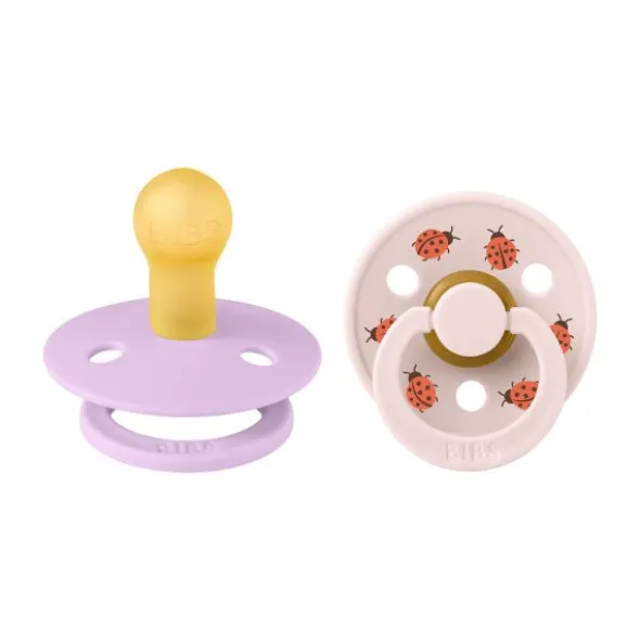 BiBs Studio Colour Fopspeen - Rond - 2 Stuks - 0-6 Mnd - Ladybug Violet Sky Mix
