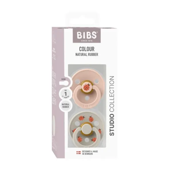 BiBs Studio Colour Fopspeen - Rond - 2 Stuks - 0-6 Mnd - Ladybug Violet Sky Mix