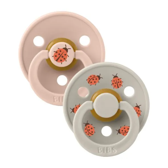 BiBs Studio Colour Fopspeen - Rond - 2 Stuks - 0-6 Mnd - Ladybug Violet Sky Mix