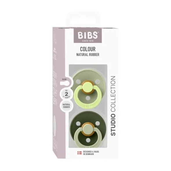BiBs Studio Fusion Fopspeen - Rond - 2 Stuks - 6-18 Mnd - Sage/Hunter Green