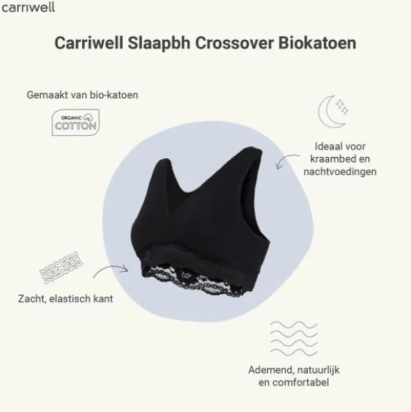 Carriwell Crossover Slaapbh Biokatoen Zwart Mt. M
