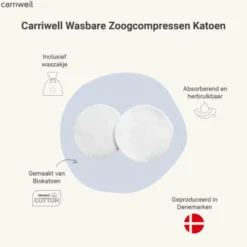 Carriwell Wasbare Zoogcompressen Katoen Wit 6 Stuks