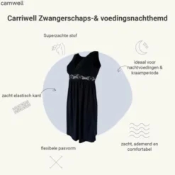 Carriwell Zwangerschap En Voedingsnachthemd - Mt. S - Zwart