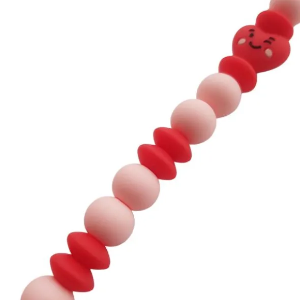 Chewies & More Speenkoord - Chewie Clip Sweet Heart - Pink & Red