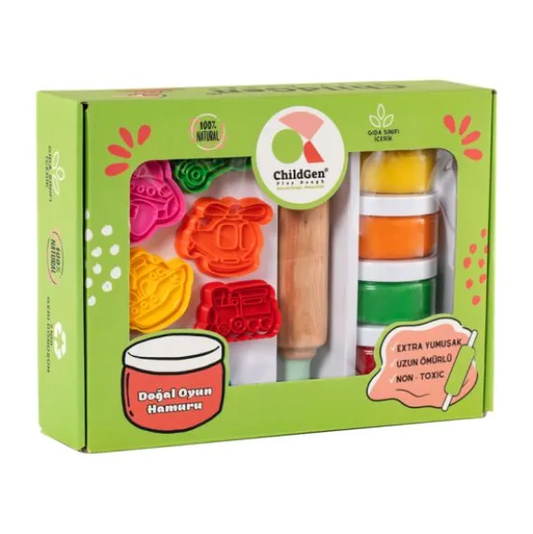 ChildGen Speelklei Set - Vehicles Thema - 4 Kleuren