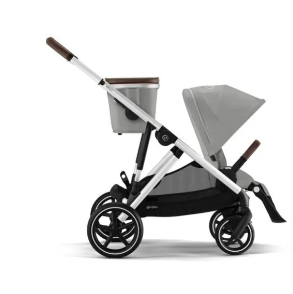 Cybex Gazelle S Kinderwagen - Silver - Stone Grey | Cybex Cloud G I-Size Plus Autostoeltje - Stone Grey | Cybex Base G | Autostoel adapters