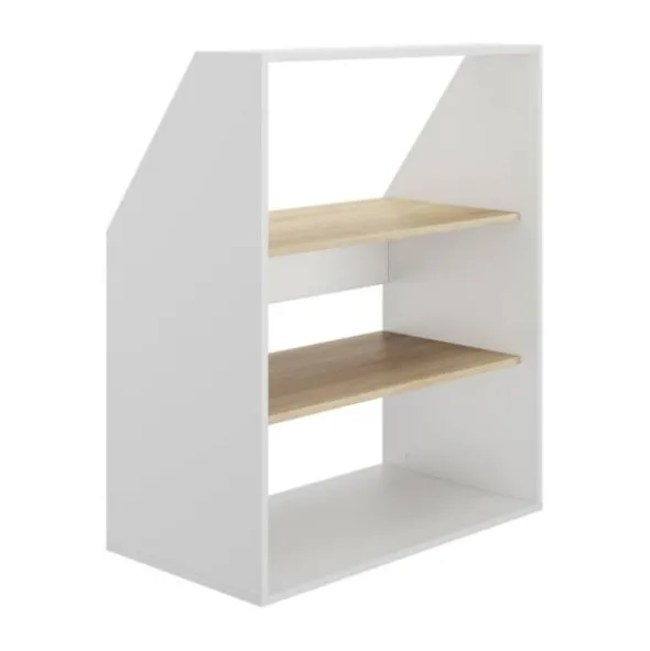 Diagone Onderkast Schuine Wand 3 Open Vakken – Eik / Wit