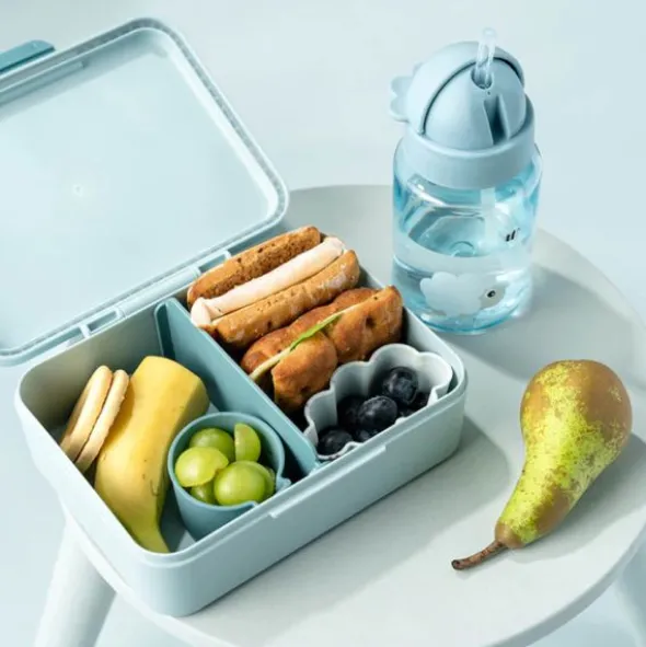 Done By Deer Lunch Box W/Divider Tiny Farm Blue
