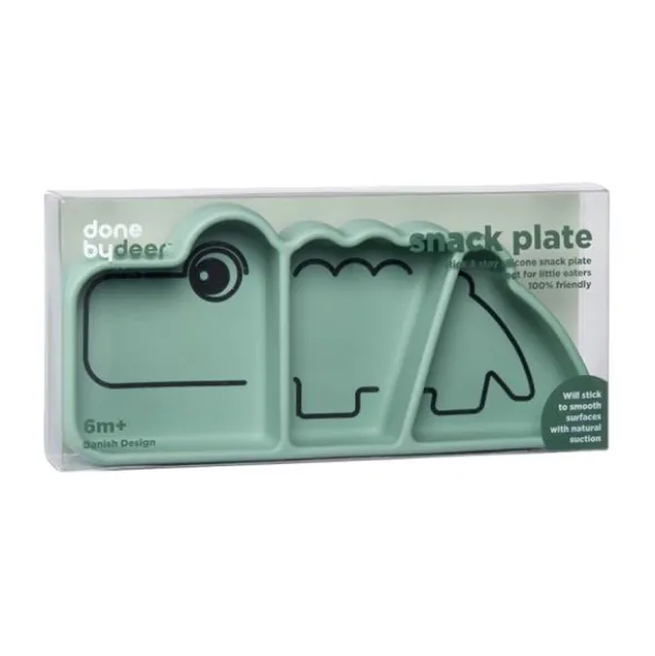 Done By Deer Stick & Stay Snack Bord - Croco - Silicone - Green
