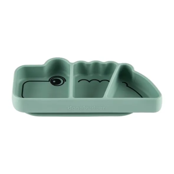 Done By Deer Stick & Stay Snack Bord - Croco - Silicone - Green