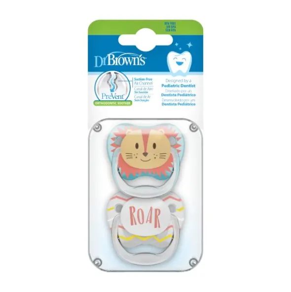 Dr. Brown's Animal Faces Fopspeen Fase 1 Turquoise / Grijs