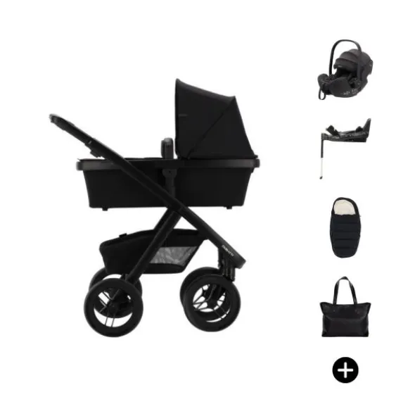 Dubatti Two E2 Kinderwagen Bundel - Pitch Black / Black / Black