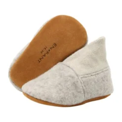 En Fant Wool Slippers Rib - Sand Melange - Maat 19/20