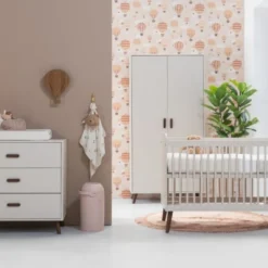 Europe Baby Olivia II Oatmeal / Walnoot - Retro | Ledikant 60x120 + Commode