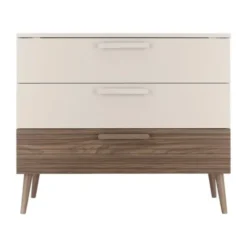 Europe Baby Sev Babykamer Cashmere/Walnoot | Ledikant 60x120 cm + Commode + Kast 2-Deurs