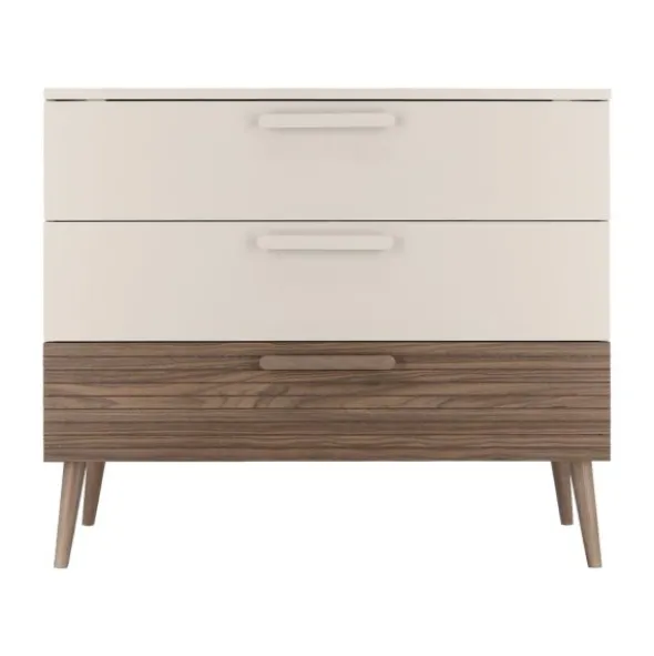 Europe Baby Sev Babykamer Cashmere/Walnoot | Ledikant 60x120 cm + Commode + Kast 2-Deurs
