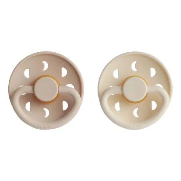 FRIGG Moon Fopspeen - Rond - 2 Stuks - 0-6 Mnd - Cream/Sage