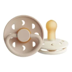 FRIGG Moon Fopspeen - Rond - 2 Stuks - 0-6 Mnd - Cream/Sage