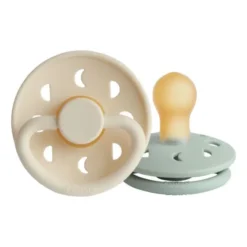 FRIGG Moon Fopspeen - Rond - 2 Stuks - 0-6 Mnd - Cream/Sage