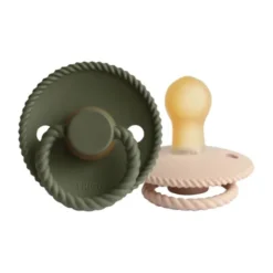 FRIGG Rope Fopspeen Croissant / Olive 0-6 Mnd 2 Stuks