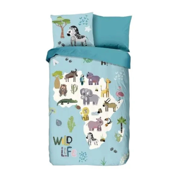 Good Morning Dekbedovertrek Wildlife Aqua 140 x 200 / 220 cm
