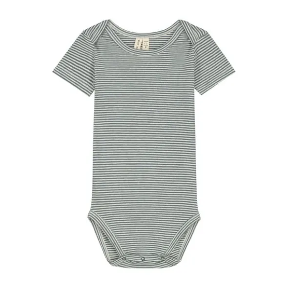 Gray Label Romper - Blue Grey / Cream - 3-6 Mnd