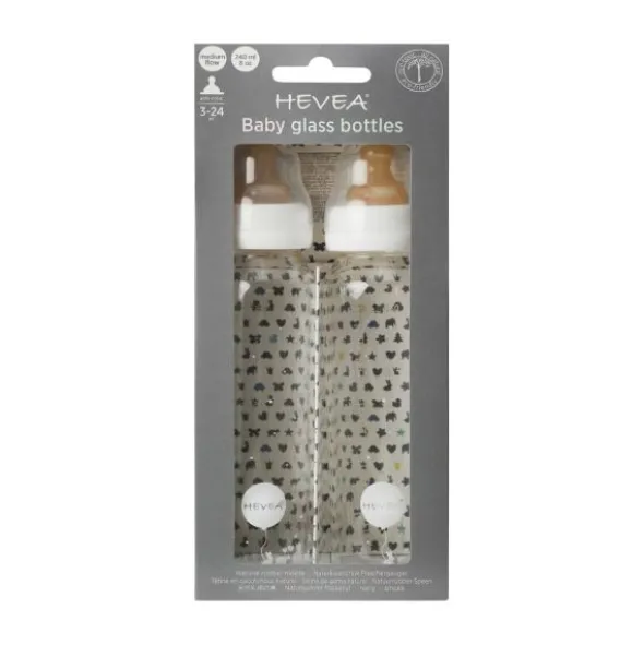 Hevea Glazen Fles 240 ml 2 Stuks