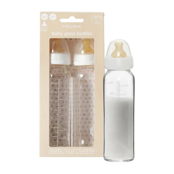 Hevea Glazen Fles 240 ml 2 Stuks