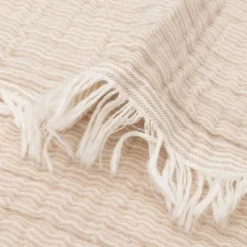 Jollein Deken Ledikant - 120 x 120 cm - Fringe Stripe Biscuit/Ivory GOTS