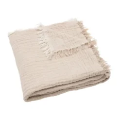 Jollein Deken Ledikant - 120 x 120 cm - Fringe Stripe Biscuit/Ivory GOTS
