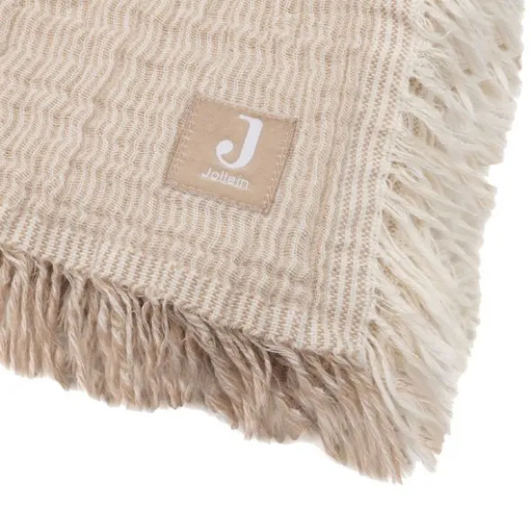 Jollein Deken Wieg - 75 x 100 cm Fringe Stripe Biscuit/Ivory GOTS