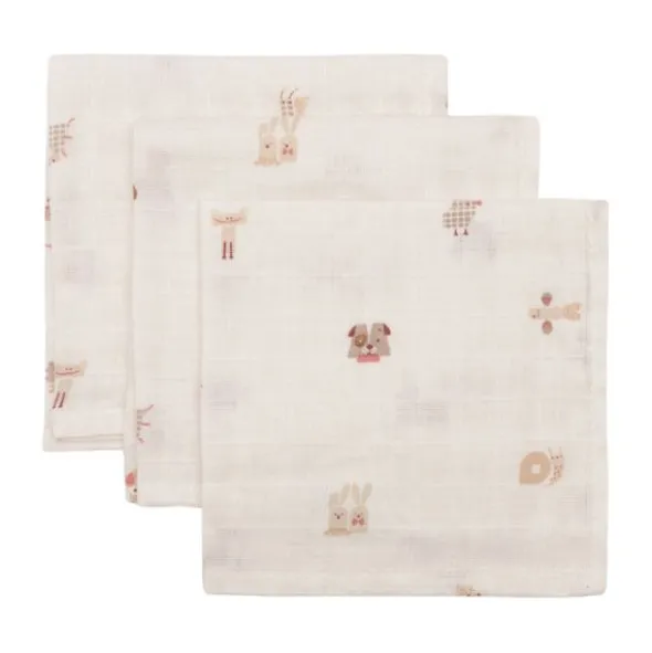 Jollein Hydrofiel Monddoekje - Animal Friends - 31x31 cm - 3 Stuks