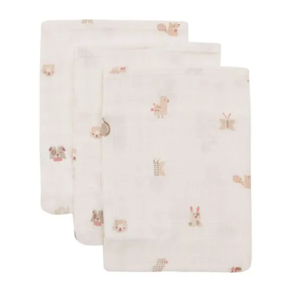 Jollein Hydrofiel Washandje - Animal Friends - 15x20 cm - 3 Stuks