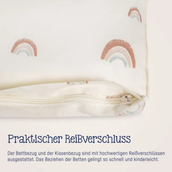 Julius Zöllner Organic Dekbedovertrek Set Birdy – Roze – 80/80 + 35/40 cm