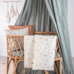 Julius Zöllner Organic Dekbedovertrek Set Birdy – Roze – 80/80 + 35/40 cm