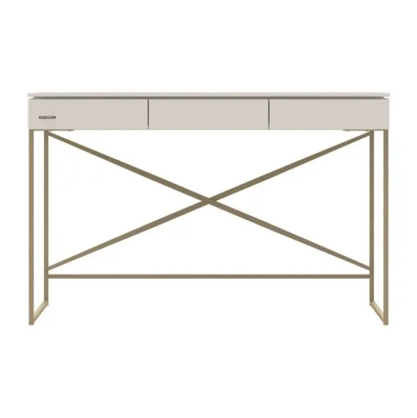 Kidsmill Intense II Kinderkamer Oatmeal / Patinated Brass | Bed 90 x 200 cm + Bureau + Kast 3-Deurs